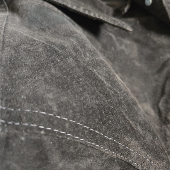 VTG Cuir Zebra brown leather suede trucker jacket size women L men M - Picture 3 of 12